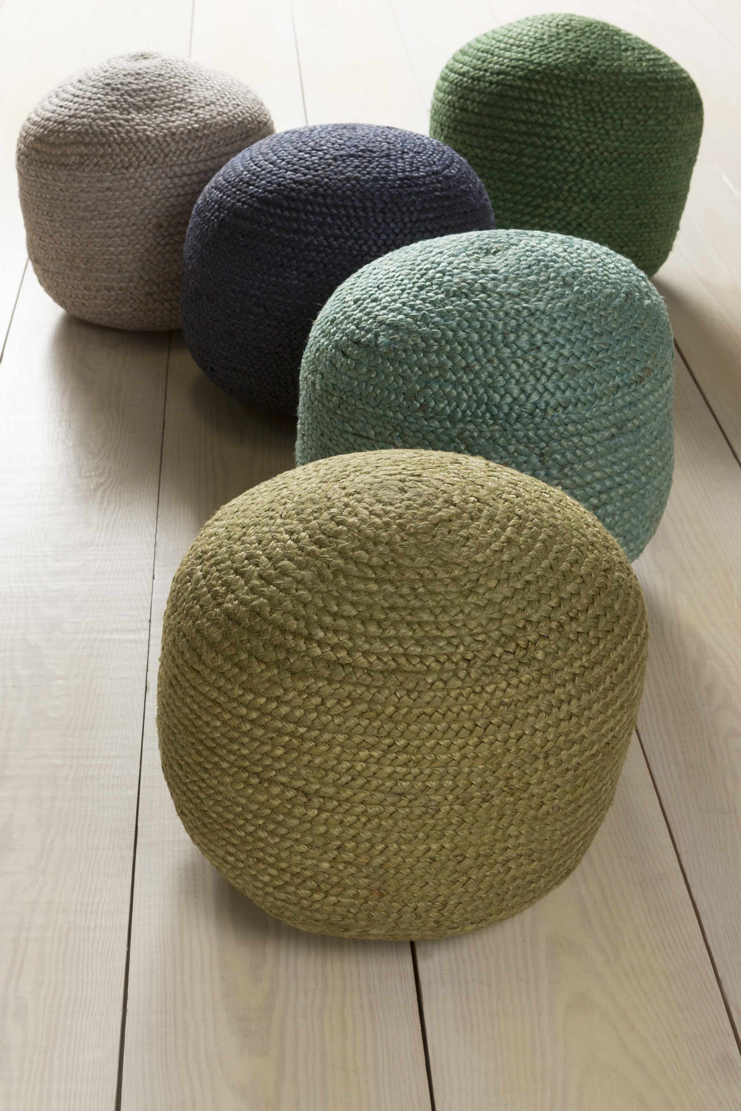 Gail Navy Jute Knitted Pouf - The Peony Haus