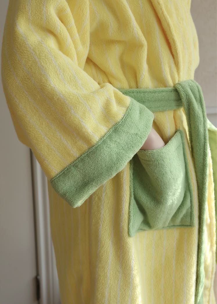 Ultra Soft Dopamine Stripe Bathrobe - 100% Organic Long-stapled Cotton - The Peony Haus