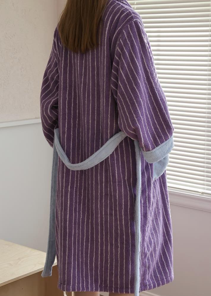 Ultra Soft Dopamine Stripe Bathrobe - 100% Organic Long-stapled Cotton - The Peony Haus