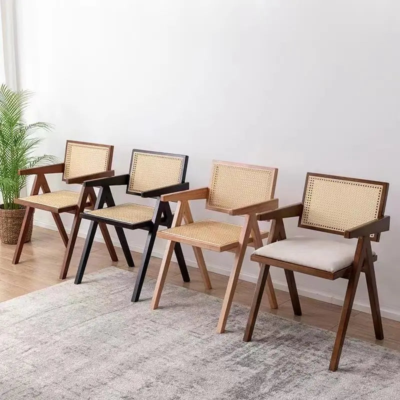 Nordic Solid Wood Rattan Chair - The Peony Haus