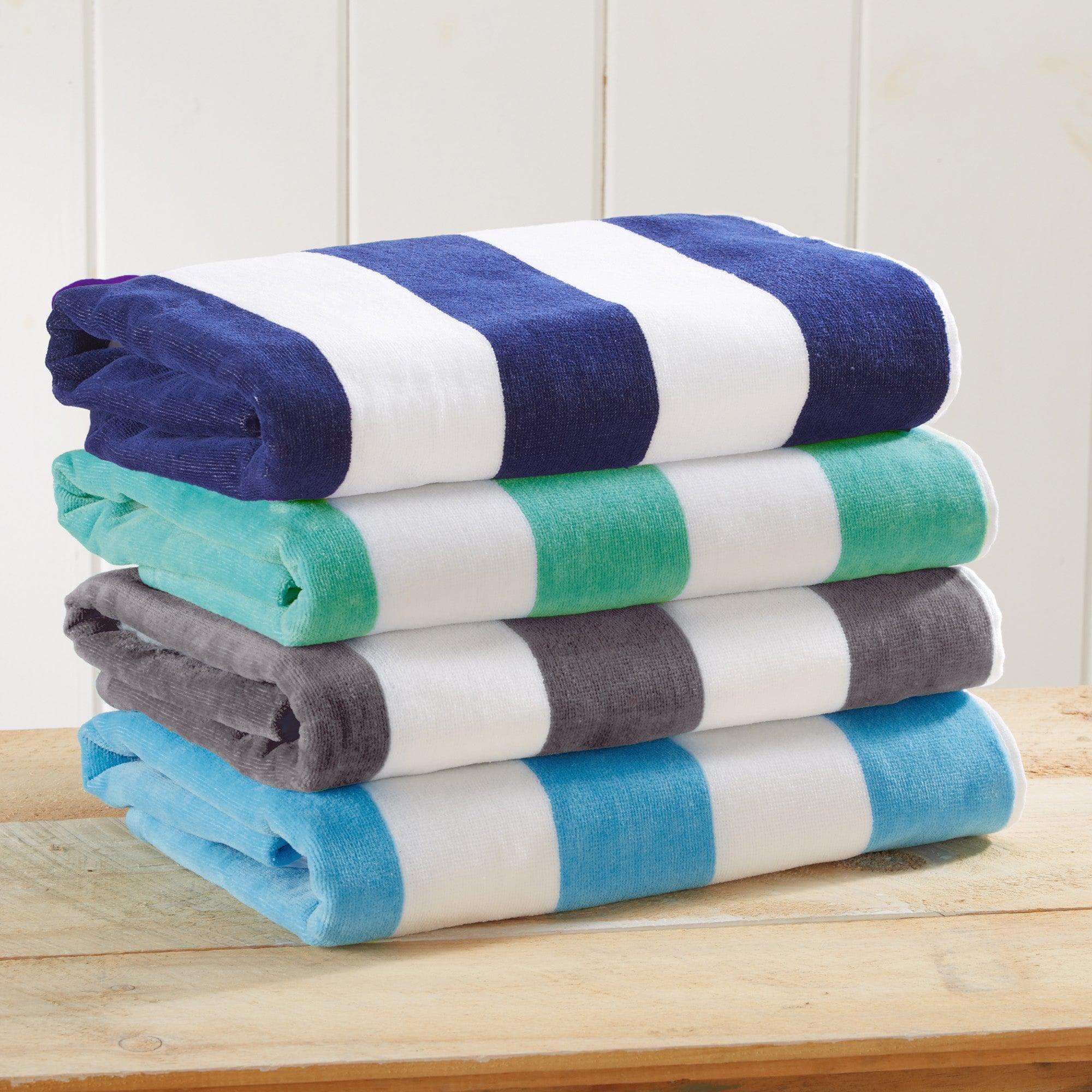 Cotton Velour Cabana Stripe Beach Towel - Novia Collection - The Peony Haus
