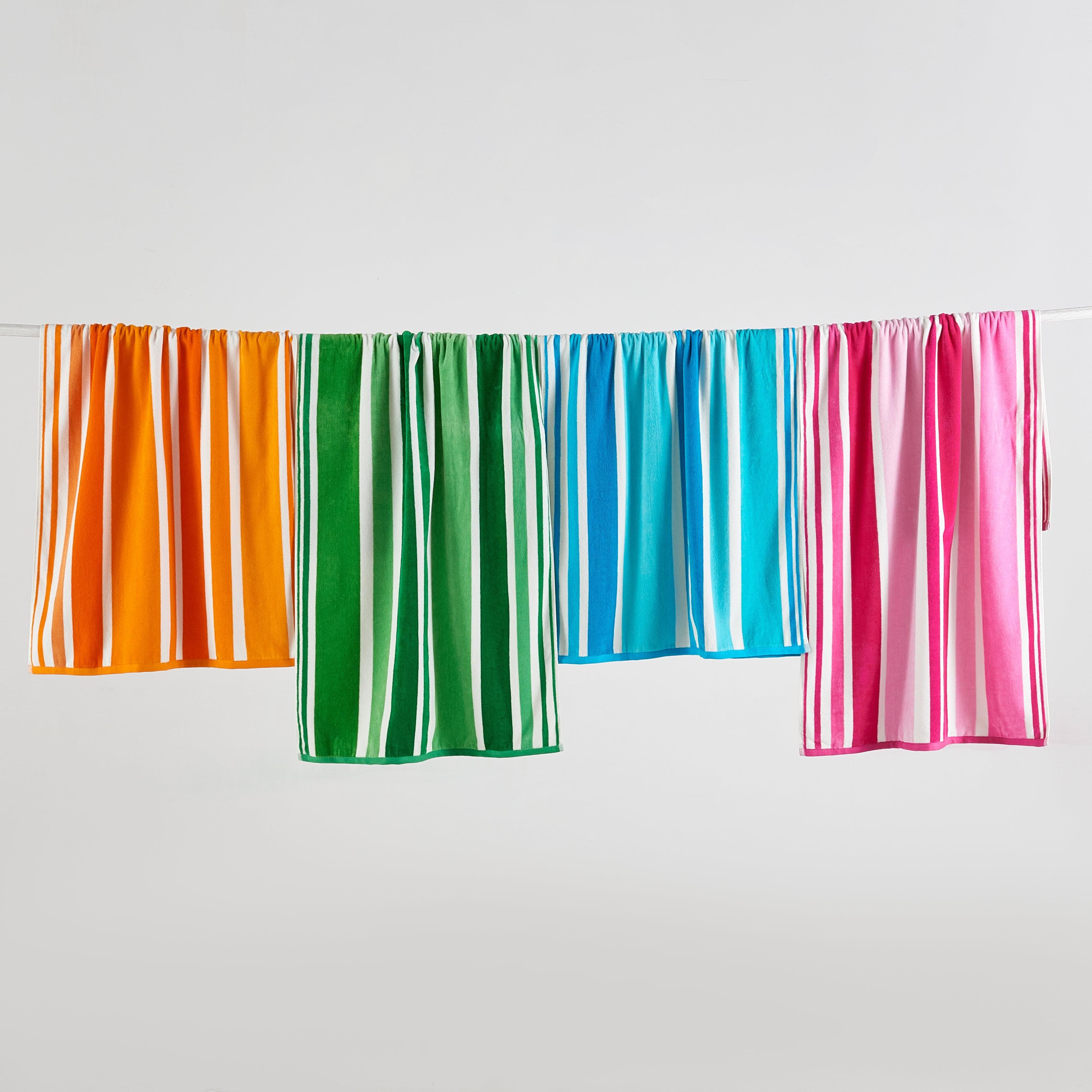 Cotton Velour Cabana Stripe Beach Towel - Novia Collection - The Peony Haus