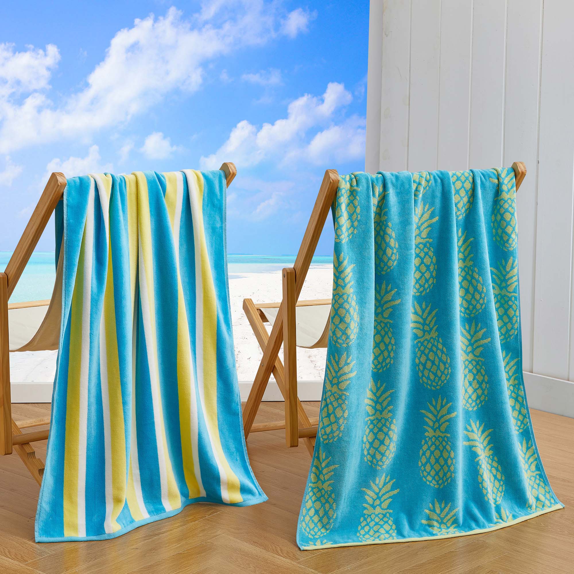 Cotton Velour Beach Towel - Maui Collection - The Peony Haus