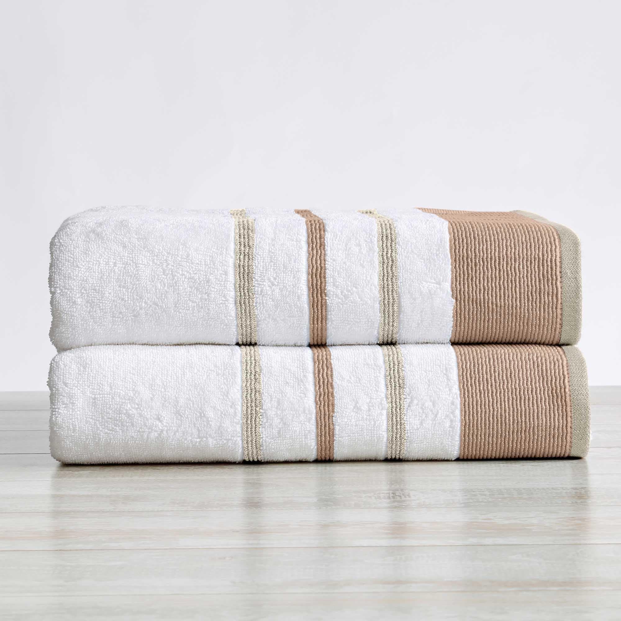 Decorative Cotton Stripe Bath Towel Set - Noelle Collection - The Peony Haus