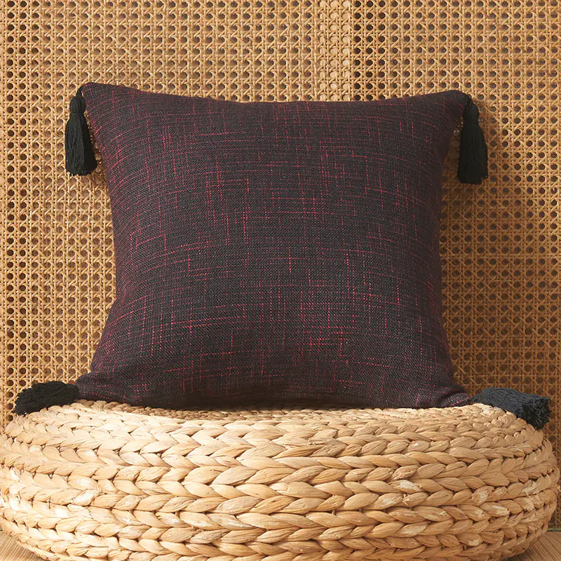 Japanese Cotton Linen Tassel Pillowcase - Square Cover - The Peony Haus