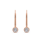 Lever Back Bezel Set Round Diamond Earrings
