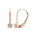 Lever Back Bezel Set Round Diamond Earrings