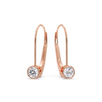 Lever Back Bezel Set Round Diamond Earrings