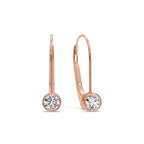 Lever Back Bezel Set Round Diamond Earrings