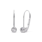 Lever Back Bezel Set Round Diamond Earrings