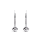 Lever Back Bezel Set Round Diamond Earrings