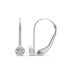 Lever Back Bezel Set Round Diamond Earrings