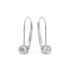 Lever Back Bezel Set Round Diamond Earrings
