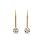 Lever Back Bezel Set Round Diamond Earrings