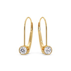 Lever Back Bezel Set Round Diamond Earrings