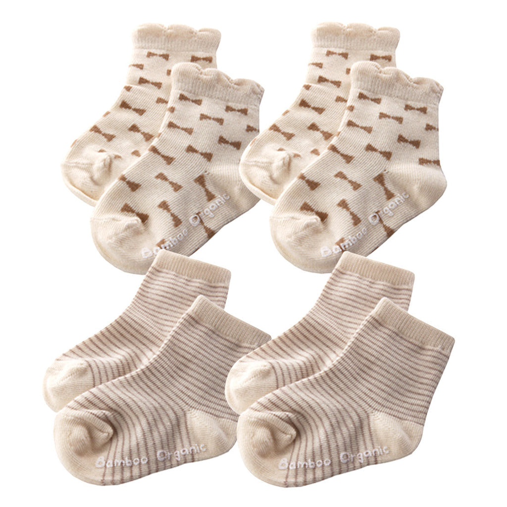 Hipzoo Organic Cotton Baby Socks Set - Stripes & Ribbon Pattern 1pc