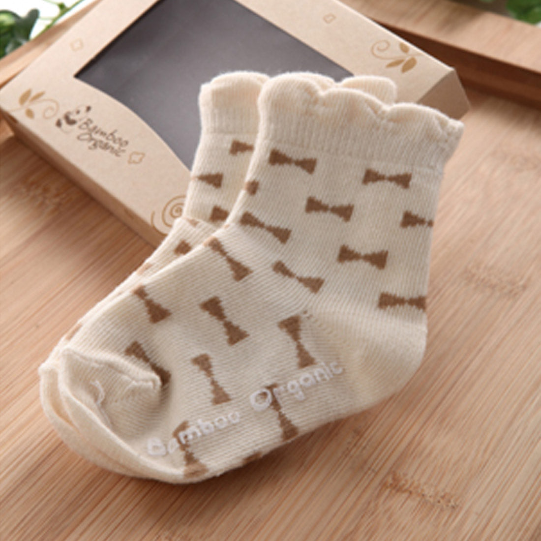 Hipzoo Organic Cotton Baby Socks Set - Stripes & Ribbon Pattern 1pc