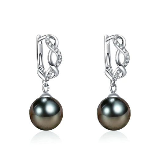 Tahitian Black Pearls & Stirling Silver Earrings - The Peony Haus