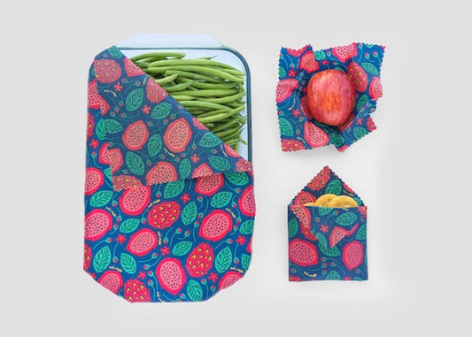 Beeswax Food Wrap - Dragonfruit Print - The Peony Haus