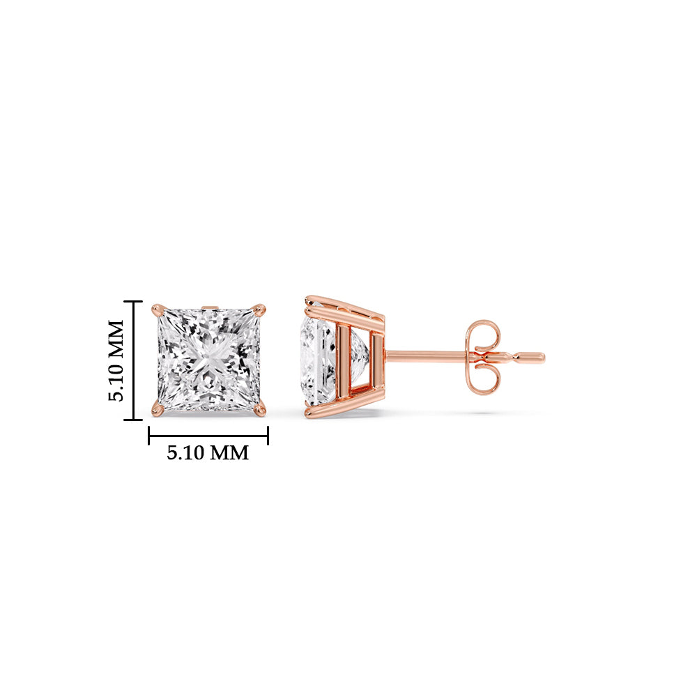Princess Cut Diamond Stud Earring