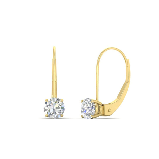1 Carat Round Diamond Lever Back Earrings