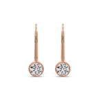 Lever Back Bezel Set Round Diamond Earrings