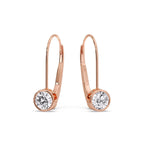Lever Back Bezel Set Round Diamond Earrings