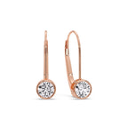Lever Back Bezel Set Round Diamond Earrings