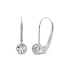 Lever Back Bezel Set Round Diamond Earrings