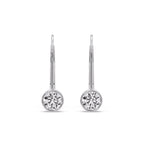 Lever Back Bezel Set Round Diamond Earrings