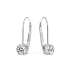 Lever Back Bezel Set Round Diamond Earrings