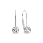 Lever Back Bezel Set Round Diamond Earrings
