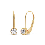 Lever Back Bezel Set Round Diamond Earrings