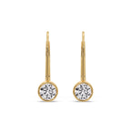 Lever Back Bezel Set Round Diamond Earrings