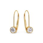 Lever Back Bezel Set Round Diamond Earrings