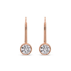 Lever Back Bezel Set Round Diamond Earrings