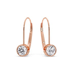 Lever Back Bezel Set Round Diamond Earrings