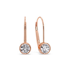 Lever Back Bezel Set Round Diamond Earrings