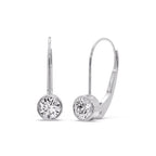 Lever Back Bezel Set Round Diamond Earrings