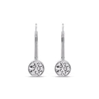 Lever Back Bezel Set Round Diamond Earrings