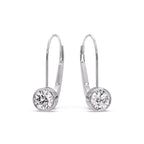 Lever Back Bezel Set Round Diamond Earrings