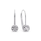 Lever Back Bezel Set Round Diamond Earrings