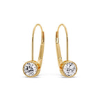 Lever Back Bezel Set Round Diamond Earrings