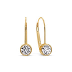 Lever Back Bezel Set Round Diamond Earrings