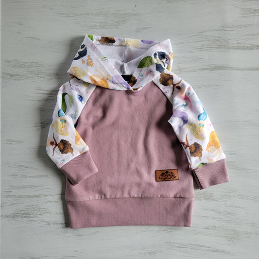 Kids Mermaid hoodie -Organic American Made Cotton - 95% Cotton