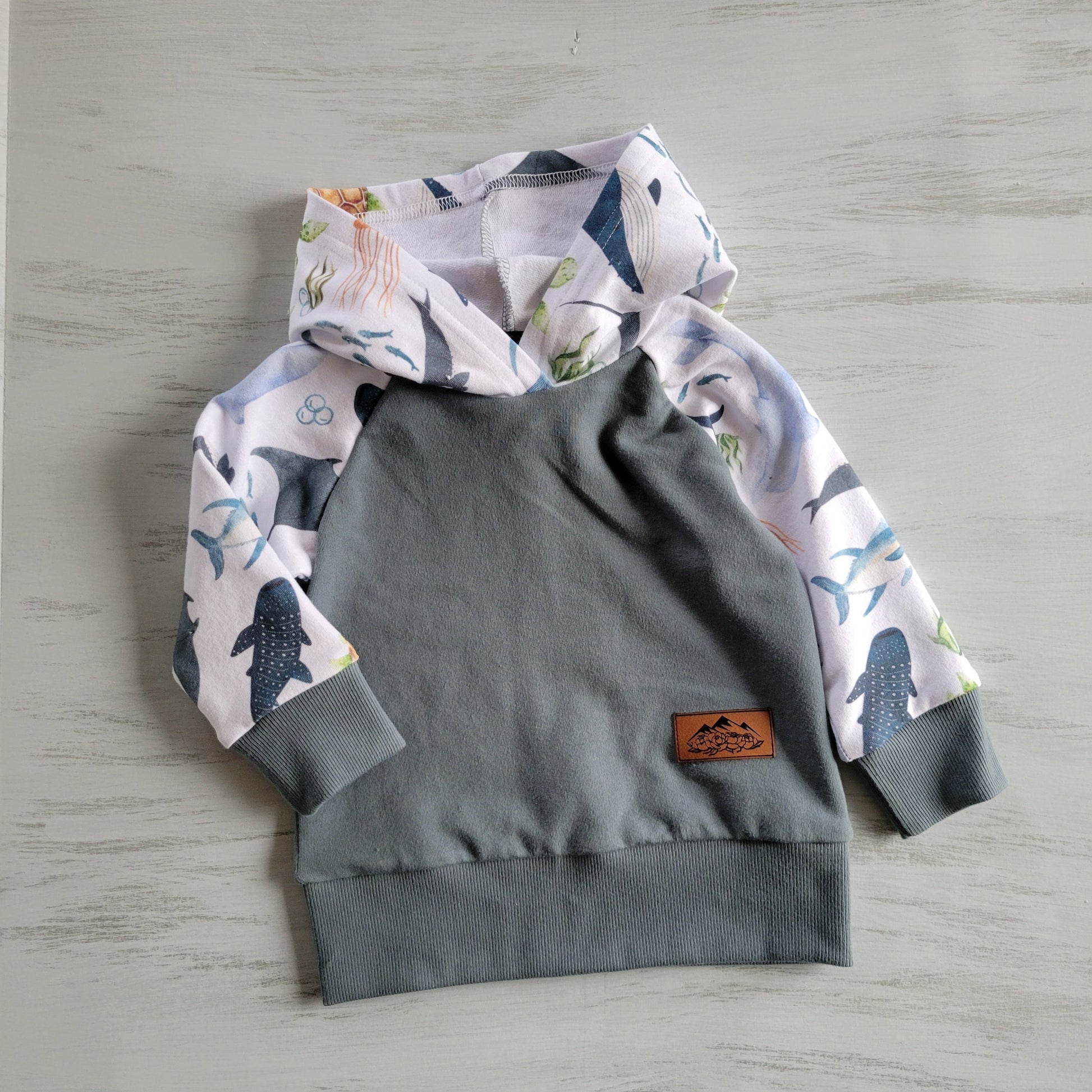 Kids Sea Life hoodie - Organic American Made Cotton - 95% Cotton