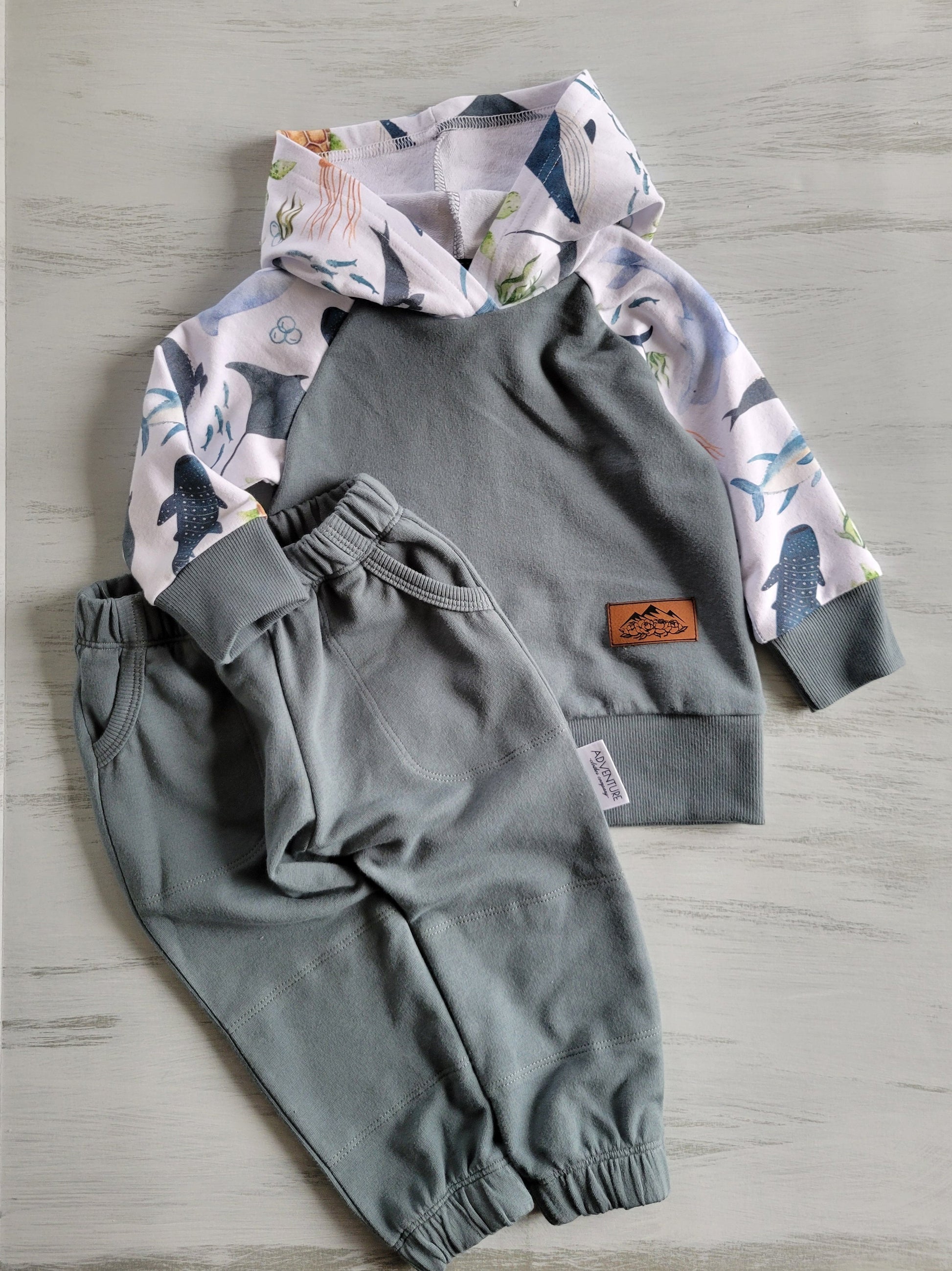 Kids Sea Life hoodie - Organic American Made Cotton - 95% Cotton