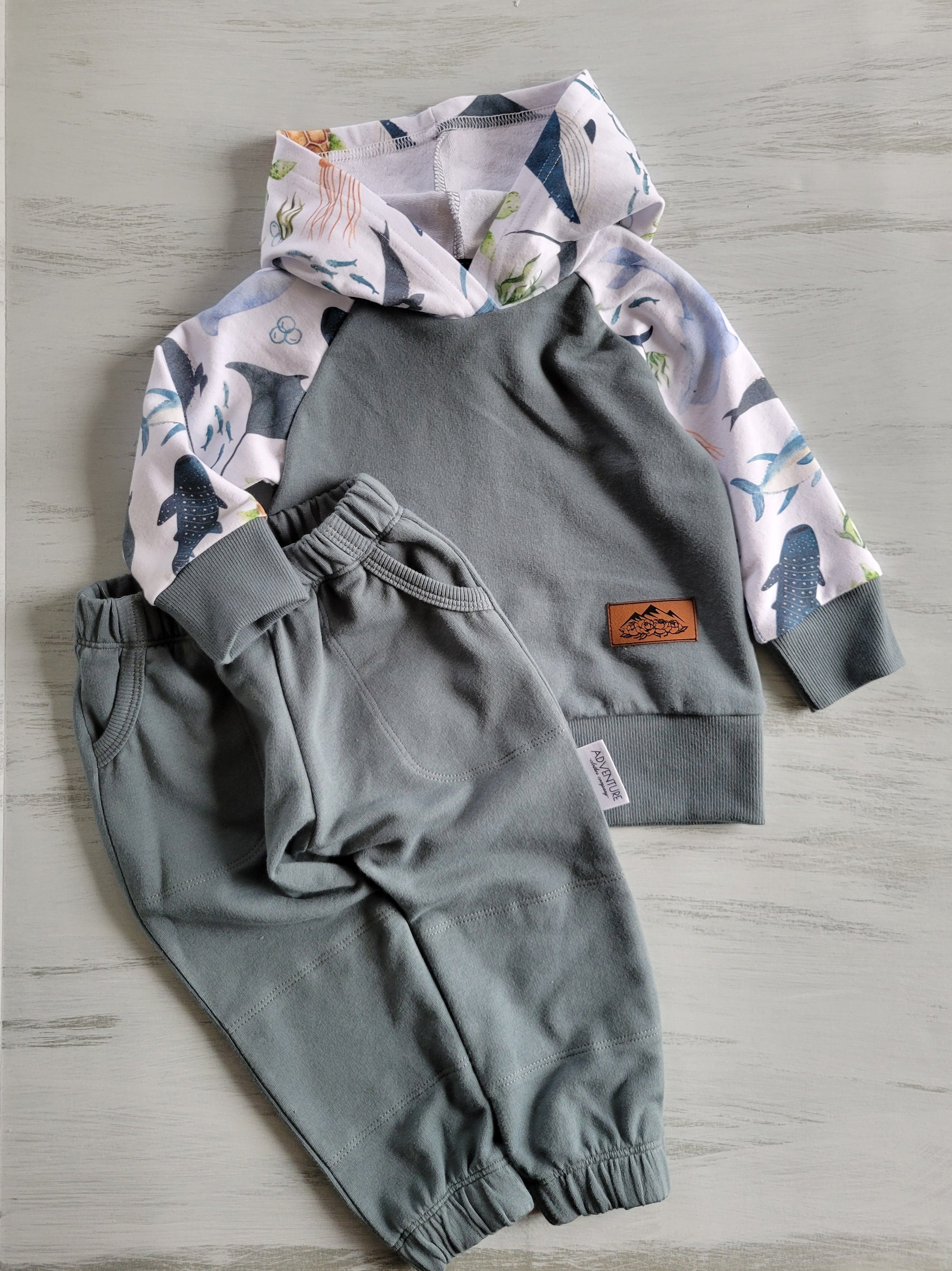 Kids Sea Life hoodie - Organic American Made Cotton - 95% Cotton