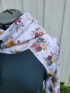 Women's Blue Fall Floral Hoodie - 95% Cotton
