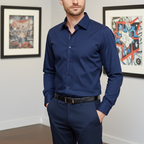 Anthony Button-Up Shirt With Contrast Details // Navy // Contemporary Fit (Regular)